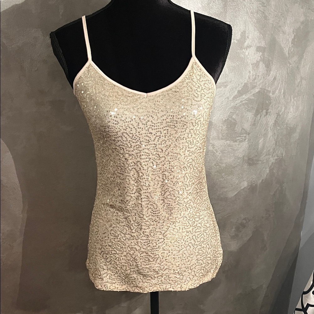 Glam it Up! Express Cream Sequin Camisole, Size Small, EUC